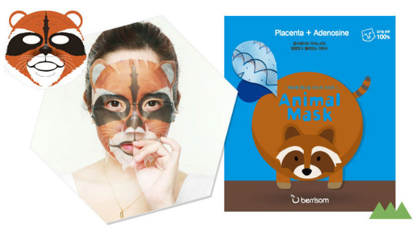 Тканинна маска з плацентою Berrisom Animal Mask Series Raccoon